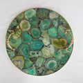Green Agate Serving Tray With Brass Handles | Circular